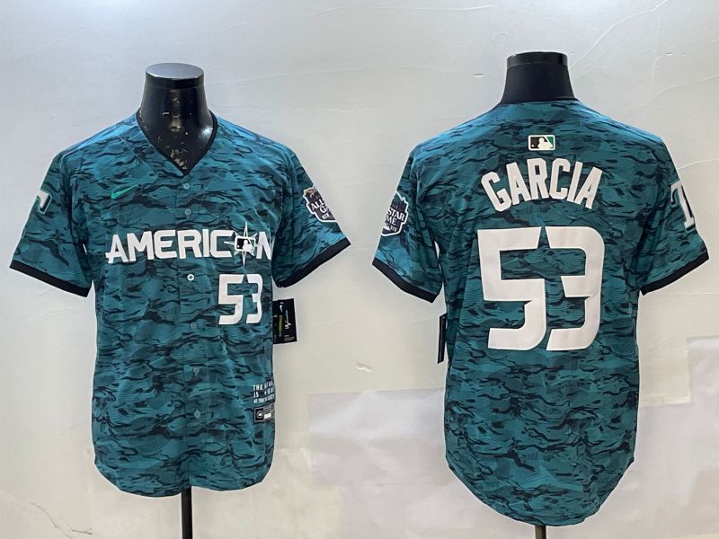Men Texas Rangers 53 Garcia Blue All star 2025 Nike MLB Jersey style 1
